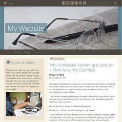 ​Why Wholesale Marketing Is Best for a Manufacturing Business - My Website : powered by Doodlekit