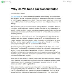 Why Do We Need Tax Consultants?