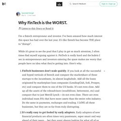 Why FinTech is the WORST. — Listen To My Story