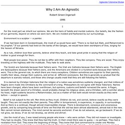 Why I Am Agnostic