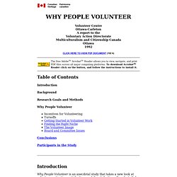 Why People Volunteer