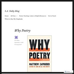 Why Poetry – S.A. Slaby Blog