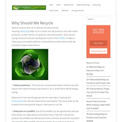 Why Should We Recycle