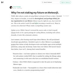 Why I’m not staking my future on MeteorJS.