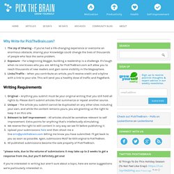 Why Write for PickTheBrain.com?