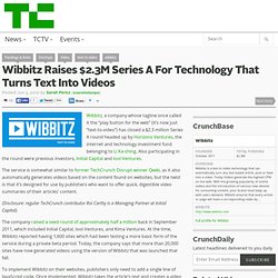Wibbitz Raises $2.3M Series A For Technology That Turns Text Into Videos