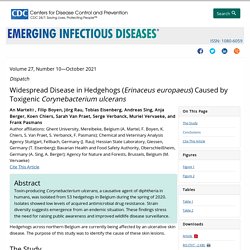 CDC EID - OCT 2021 - Widespread Disease in Hedgehogs (Erinaceus europaeus) Caused by Toxigenic Corynebacterium ulcerans (étude belge)