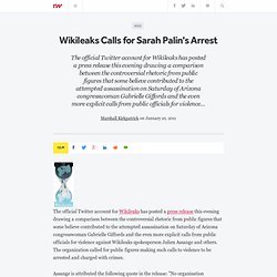 Wikileaks Calls for Sarah Palin's Arrest