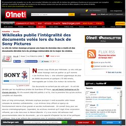 Wikileaks publie l’intégralité des documents volés lors du hack de Sony Pictures. 17/04/2015