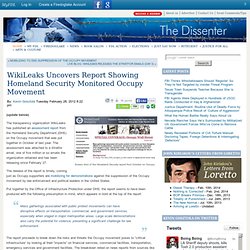 WikiLeaks Uncovers Report Showing Homeland Security Monitored Occupy Movement