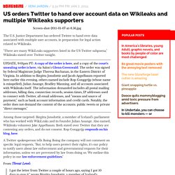 US subpoenas Twitter for accounts of two Wikileaks volunteers