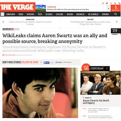 Wikileaks claims Aaron Swartz was an ally and possible source, breaking anonymity