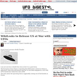WikiLeaks to Release US at War with UFOs