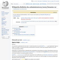 Wikipédia:Bulletin des administrateurs/2020/Semaine 22