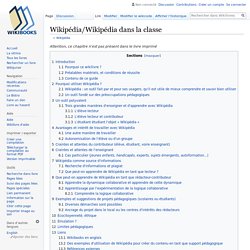 Wikipédia dans la classe