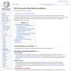 List of unsolved problems in physics