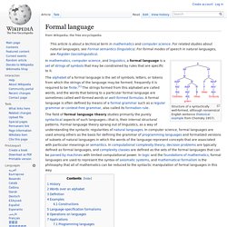 Formal language theory
