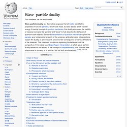 Wave–particle duality