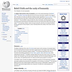 Bahá'í Faith and the unity of humanity