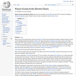 Wayne County & the Electric Chairs