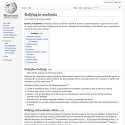 Wikipedia: Bullying in Academia
