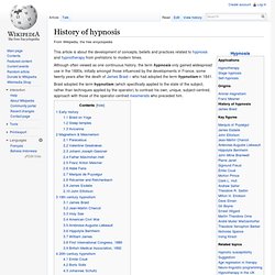 History of hypnosis