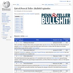 List of Penn & Teller: Bullshit! episodes - Wikipedia, the free