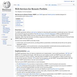 Web Services for Remote Portlets WIKI