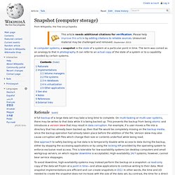 Snapshot (computer storage)