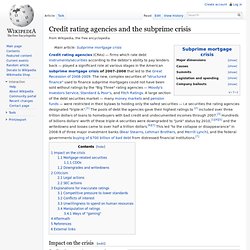 Credit rating agencies and the subprime crisis