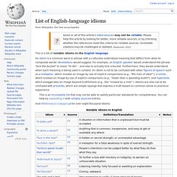 List of idioms in the English language - Wikipedia, the free encyclopedia - StumbleUpon