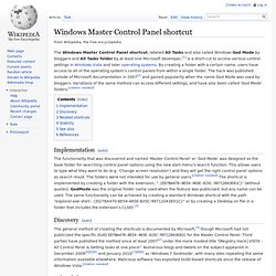 Windows Master Control Panel shortcut