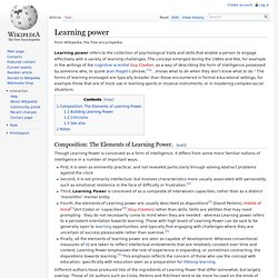 Learning power