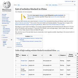 List of websites blocked in the People's Republic of China