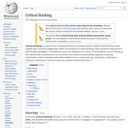 Wikipedia: Critical Thinking