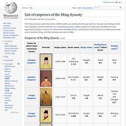 List of emperors of the Ming Dynasty