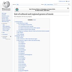 List of cultural and regional genres of music