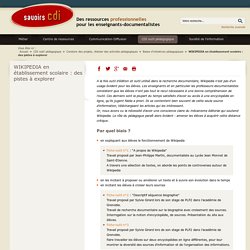 WIKIPEDIA en établissement scolaire : des pistes à explorer