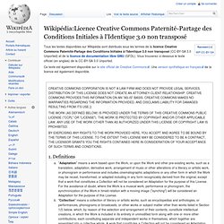 Wikipédia:Licence Creative Commons Paternité-Partage des Conditions Initiales à l'Identique 3.0 non transposé