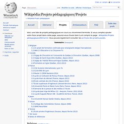 Wikipédia:Projets pédagogiques/Projets