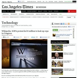 Wikipedia: SOPA protest led 8 million to look up reps in Congress