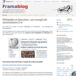 Wikipédia et éducation : un exemple de réconciliation 5/6 - Fram