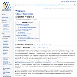 Wikipédia/Utiliser Wikipédia/Explorer Wikipédia