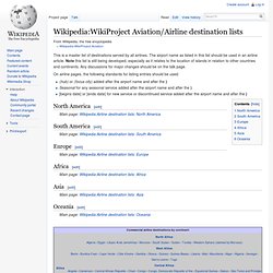 WikiProject Aviation/Airline destination lists