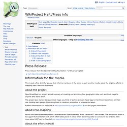 WikiProject Haiti/Press info - OpenStreetMap