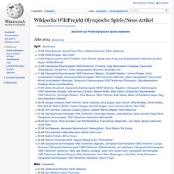 Wikipedia:WikiProjekt Olympische Spiele/Neue Artikel