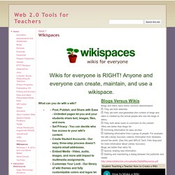 Wikispaces - Web 2.0 Tools for Teachers