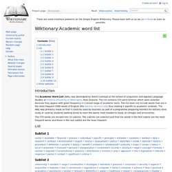 Academic word list - Simple English Wiktionary