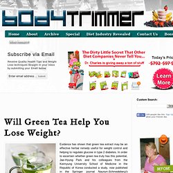 Will Green Tea Help You Lose Weight?