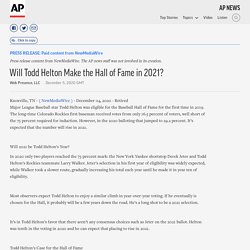Will Todd Helton Make the Hall of Fame in 2021?